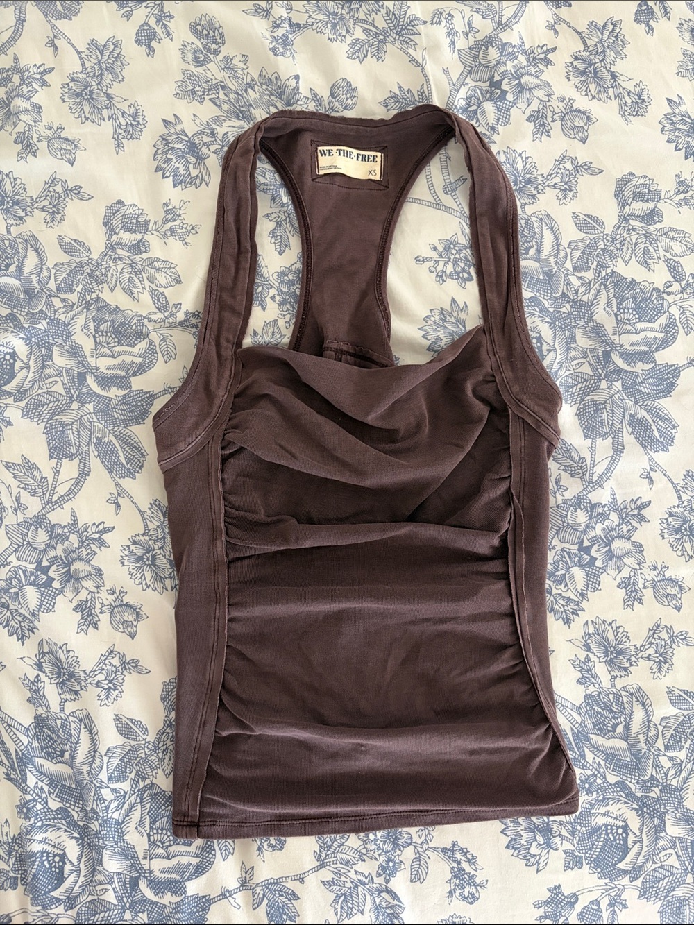 We The Free Chocolate Brown Draped Racerback Tank